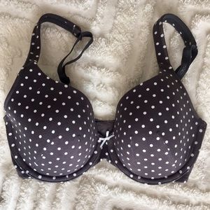 Grey Polka Dot full-coverage bra